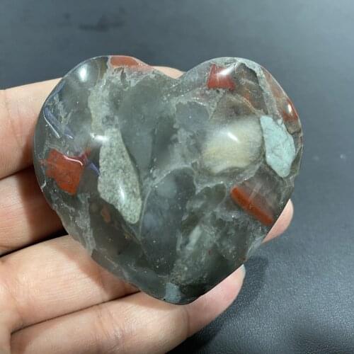 Natural dragon blood stone heart crystal heart crystal Positive Energy Reiki Gems Crystal Heart Healing Home Decoration Gift