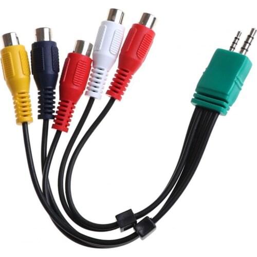 Audio Video Cable Professional High-definition 18cm 3.5+2.5mm to 5RCA AV Component Adapter Cord Compatible with Samsung LCD TV