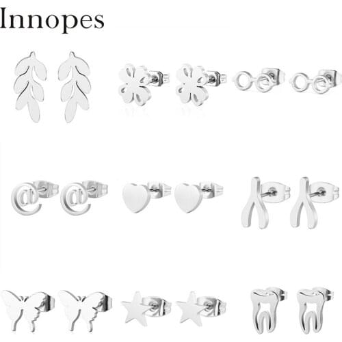 Different Earrings Stud Flower Earrings Star Earrings And Moon Earrings Butterfly Earrings and Clover Earrings Paired Jewelry