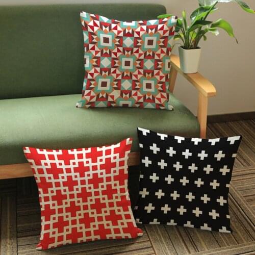 Nordic Red White Black Geometric Cross Design Chair Seat Pillow Cover Outdoor Bench Patio Decoration Cushion Case Throw Pillows