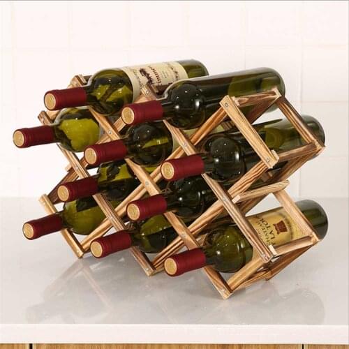 Collapsible Wooden Wine Racks Bottle Holders Wood Shelf For Organizer Storage Cabinet Retro Display Cabine High Quality Ornament