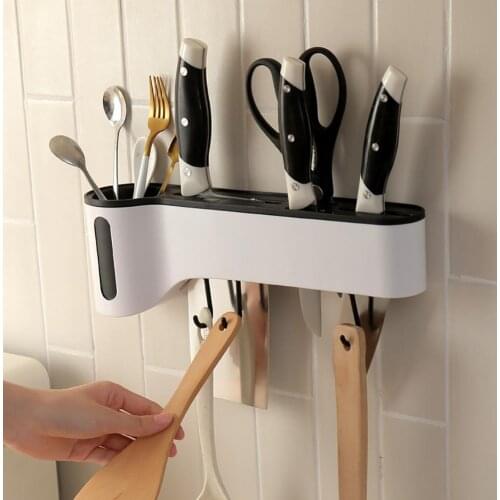 Modern Wall-mounted Cutlery Holder Semi-open Safe Moisture-proof Cutter Storage Rack Punch-free Chopsticks Organizer