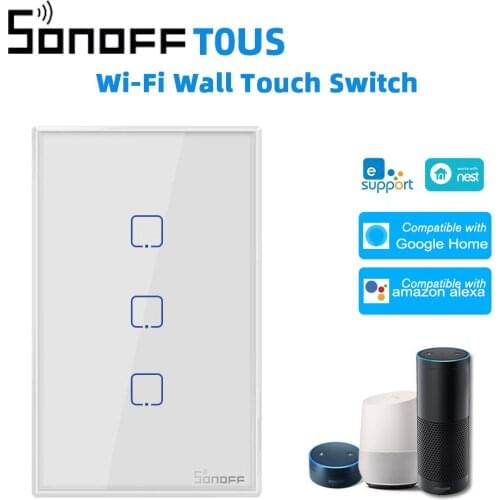 SONOFF T0US TX Wifi Smart Wall Light Switch Timer 1/2/3 Gang Support Voice/APP/Touch Control Works With Alexa Google Home IFTTT