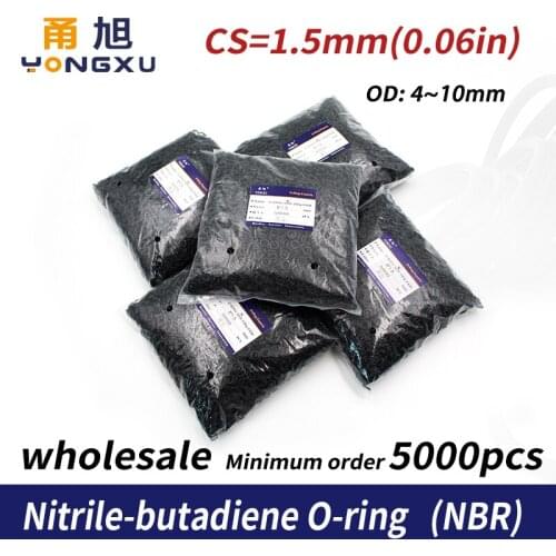 1.5mm Thickness 5000PCS/bag Rubber NBR Sealing O-Ring OD4/4.5/5/5.5/6/6.5/7/7.5/8/8.5/9/9.5/10mm O Ring Seal Gasket Ring Washer