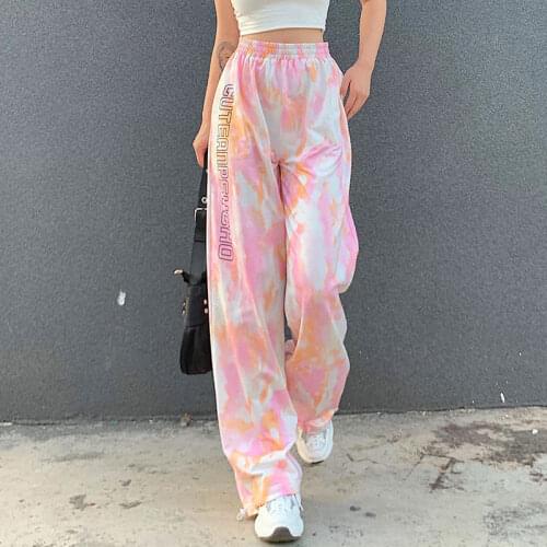 Spring/Autumn Korean Fashion Sweet Girl Harajuku High Street Gothic Girl Wide-Leg Pants Rainbow Color All-match Casual Pants
