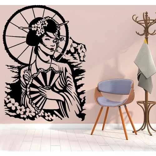 Vinyl Wall Decals Geisha Woman in Feudal Japan Living Room Interior Self-adhesive Wall Sticker Home Decoration Bedroom Y908
