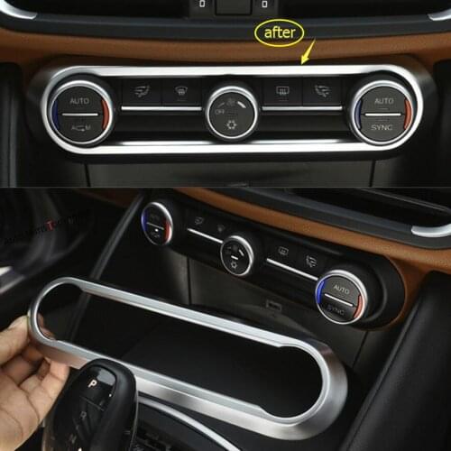 Yimaautotrims Middle Control Air Conditioning AC Panel Cover Trim Fit For Alfa Romeo Stelvio 2017 2018 2019 2020 / ABS Interior