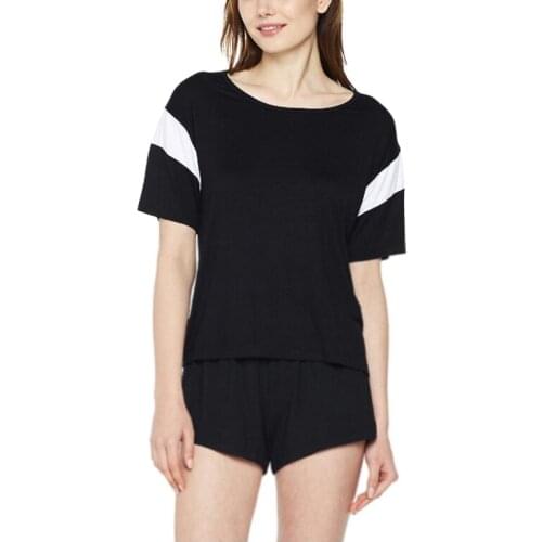 Stripe Patchwork Elasticity Womens Sleep Tops T-shirt Summer Short Sleeve Fashion Loose Casual Clothes 2019 T shirt Plus Size