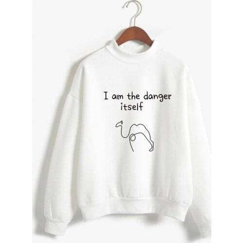 Women I Am The Danger Itself Camel Print Hoodies Tops Casuual Harajuku Kawaii Funny Fleece Turtleneck Sweatshirt Friends Clothes