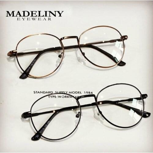 MADELINY Retro Round Glasses Frame Women Metal Small Circle Shape Eyewear Clear Optical Eyeglasses Clear Lens Gafas MA450