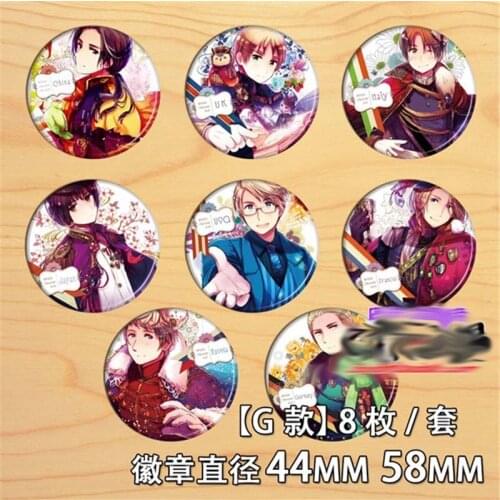 8pcs Japan Cartoon Hetalia: Axis Powers Anime Badge Pin Backpack Bags Collection Accessories Pins Cosplay Brooch Collectible