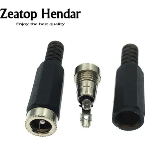 10Pcs DC Power 5.5mm x2.1mm / 5.5mm x2.5mm DC Power Cable Female Plug Connector Socket black for CCTV