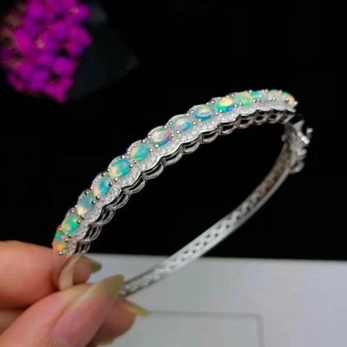 100% Natural and Real Opal Bangle 925 sterling silver Fashion Opal Bangle