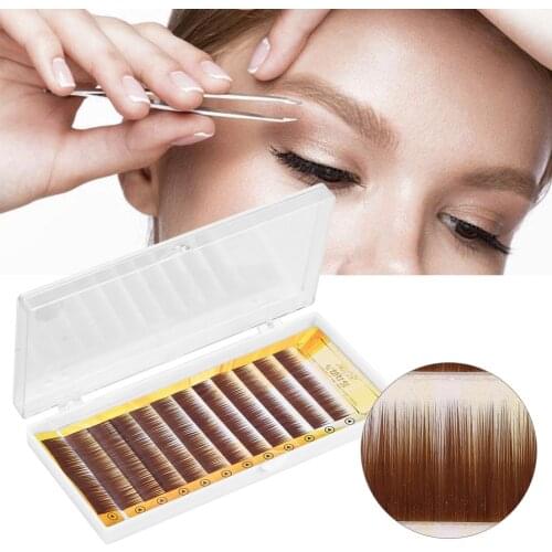 12pcs/set new Imported Fiber Mixed False Eyebrow Extension perfectly curved Dark Brown Fake Eyebrow Enhancer False Eyelash tools