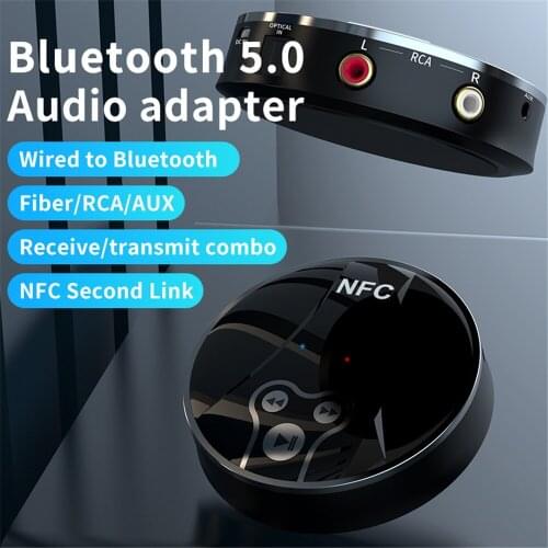 NFC Bluetooth 5.0 Audio Receiver Transmitter 2 IN 1 RCA 3.5MM AUX Jack Music Stereo Wireless Adapters For TV Car Headphone