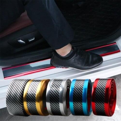 Car anti-collision strip modified pedal trim strip carbon fiber pattern bumper door side anti-collision sticker car Accessories