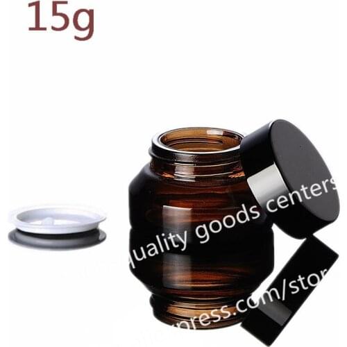 Free Shipping 200pcs 15g amber glass jars, High quality 15ml cream jars, skin care cream bottles, dark glass cosmetic containers