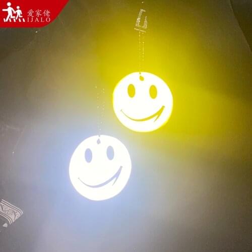 ORAFOL 600 Light Smiley Pattern Reflective Pendant Fluorescent Keychain Key Ring Safety Warning Walking Cycling Bag Accessories