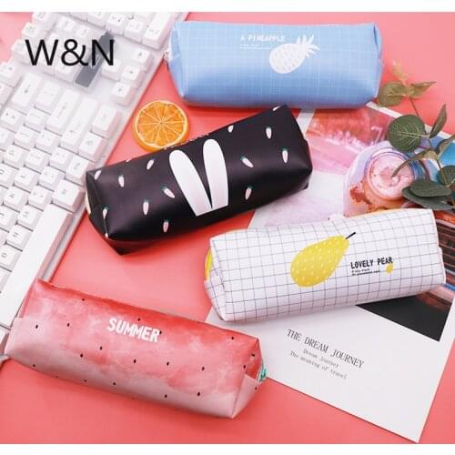 Black Leather Pencil Case School Pencil Case For Girls Boys Student Stationery Big Pencil Box Bag Kawaii School Supplies Tools