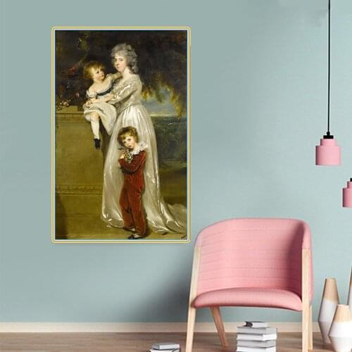 Citon Thomas Lawrence《Portrait of Mrs Arthur Annesley with two of her children》Canvas Oil painting Art Picture Home Decoration