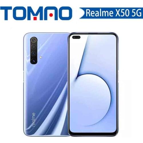 Global ROM Realme X50 5G Mobile Phone NFC 6.57 inch Snapdragon 765G 64MP Quad Camera Cellphone OPPO VOOC 30W Fast Charger