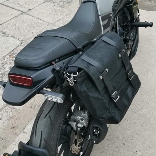 MUCHUAN Horizontal Double Pocket Bag Canvas With First Layer Cowhide Cover Single Shoulder Messenger Bag Motorcycle Saddle Bag