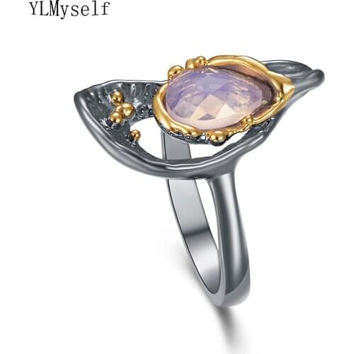 Irregular Teardrop CZ Ring Vintage 2 tone Perfect Beautiful Jewelry High quality Unique Rings for women