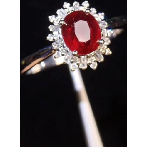 Ruby Ring Pure 18 K Gold Jewelry Real Natural 1.03ct Red Ruby Diamond Jewelry Anniversary Females Rings for Womens Fine Rings