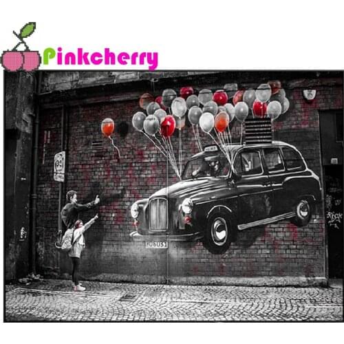 Full Square Round Diamond Painting Abstract Car And Balloon Embroidery Home Picture Handcrafted Mosaic Modern Graffiti k1622