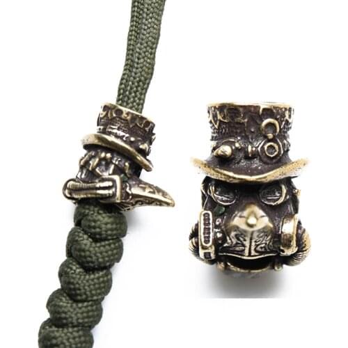 Brass Knife Beads Parachute Rope Outdoor Creative Steam Punk style Crow Styling Paracord Beads Outdoor EDC Pocket Tool