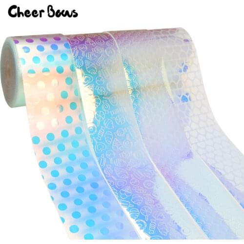 2Yards Laser Transparent Ribbons Jelly Ribbon PVC Waterproof Materials Hearts DIY Hairbow Materials Handmade Accessories