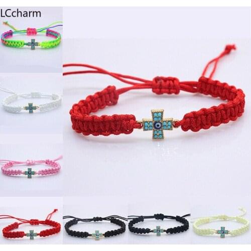 Hot European Fashion Cross Bracelet Women Men Red Cord Lucky String Evil Eye Adjustable Woven Bracelets Xmas Gift Jewelry