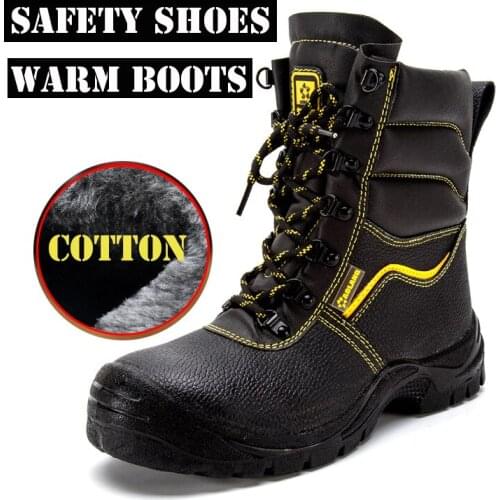 Fashion Safety Boots Winter Warm Boots Steel Toe mid-plate Anti-smashing Wilderness Survival Work Men Boots