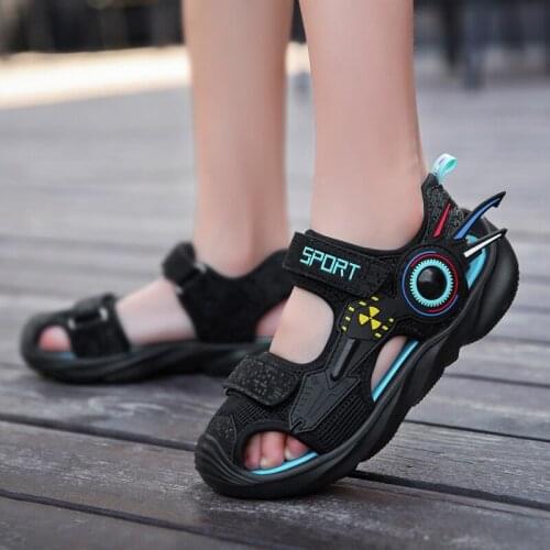 NEBAISEN Children Kid Summer Children Cool Cartoon Beach Shoes Rubber Closed Toe Sport Sandals for Boys EU Size 26-39