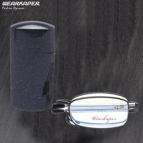 WEARKAPER Upgrade Anti-Blu-ray Reading Glasses Men Women Folding Foldable Glasses Metal Glasses Cinnabar flash mirror Case 1.25