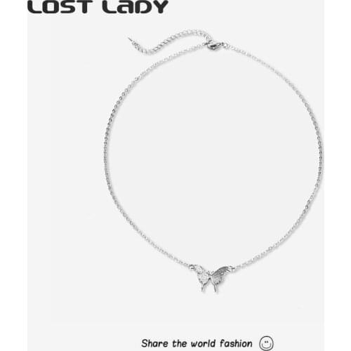 Lost Lady New Fashion Butterfly Pendant Necklace For Women Alloy Clavicle Chain Necklace Wholesale Jewelry Party Wedding Gifts