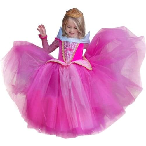 YOFEEL New Girls Sleeping Beauty Aurora Dresses Children Petal multilayer Party Halloween Fashion Fantasy Dress Princess Costume