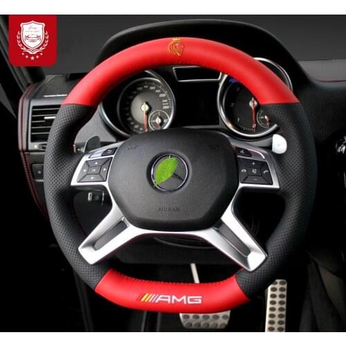 Durable Steering wheel cover for Mercedes-Benz C200 GLC 260E CLA 220 GLE 450 Calfskin Genuine Leather