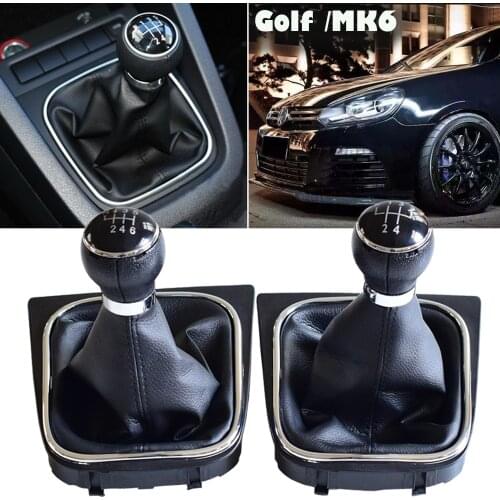 Manual 5 6 Speed Leather Car Gear Shift Knob Stick Dust Cover For VW Golf 6 MK6 2010 2011 2012 2013 2014 Car Styling