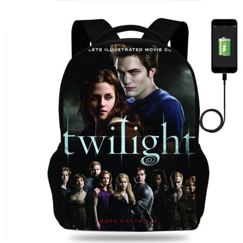 Hot Twilight Backpack Boys Girls School Bags Children Teenager USB Charging Daily Travel Backpack Men Women Schoolbags Mochila
