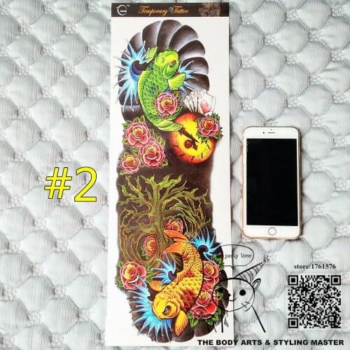 SHNAPIGN "The Pisces" Full Sleeve Temporary Body Art,Flash Arm Tattoo Stickers 48*17cm Waterproof Henna Tatoo Adult Sex Products