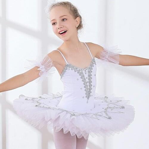 Girl BallerinaTutu Costume Child Sequins White Swan Lake Tutu Dance Dress Ballet clothes for Kids Dress for Ballet