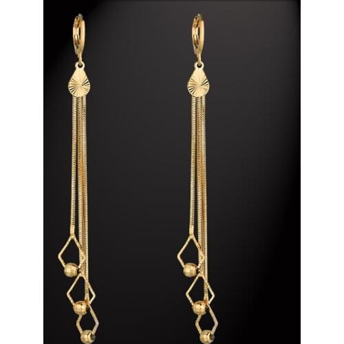 Vintage Long Tear Chandelie Drop Earrings For Women Girl Ethnic Jewelry Wholesale,Brand New Trendy Gold Color Luxury Jewelry