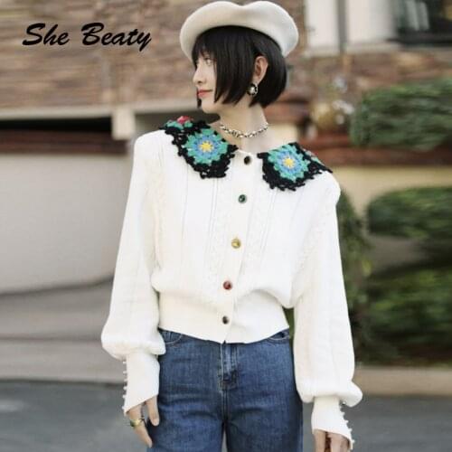 She Beaty Women Sweater Cardigan 2021 Autumn Winter Clothes Korean Style Long Sleeve Vintage Knit Tops Pull Femme Suéteres Mujer