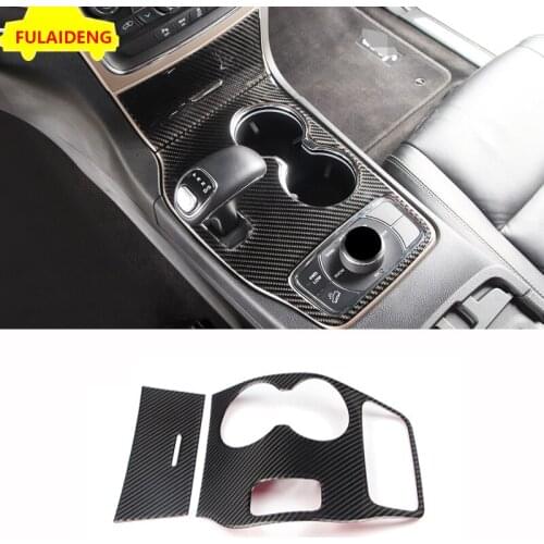 2pcs For Jeep Grand Cherokee 2014-2015 Carbon Fiber Gear Shift Water Cup Holder Panel Cover Trim Car Styling Accessories