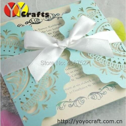 2018 wedding decoration blue lace wedding formal invitation cards