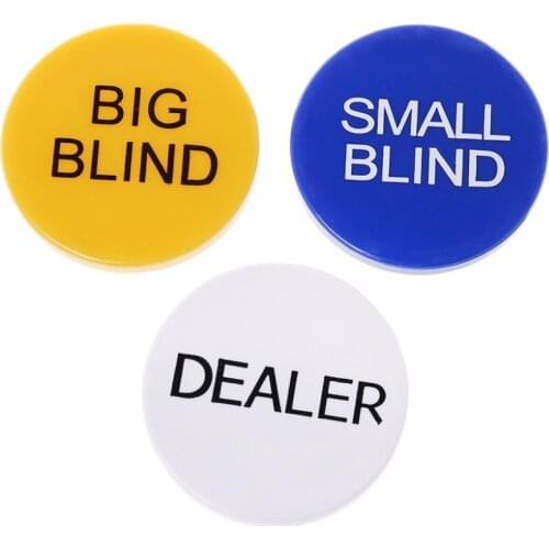 3Pcs/set Texas Hold'em Big Blind Small Blind Dealer Party Casino Poker Card Game Props
