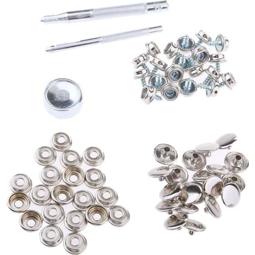 63Pcs Boat Canvas Fabric Snap Cover Stainless Steel 3/8'' Screw Button Socket Fastener Kit