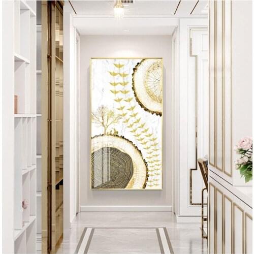 Abstract Golden Rings Golden fishes and geeses landscape Modern Wall Art Decorative Picture Canvas for porch Living room decor