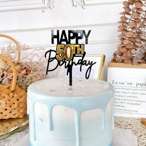 Acrylic 50th Happy Birthday Cake Topper Three Layers Three Colors 50th Birthday Party Anniversary Cake Decorations High Quality